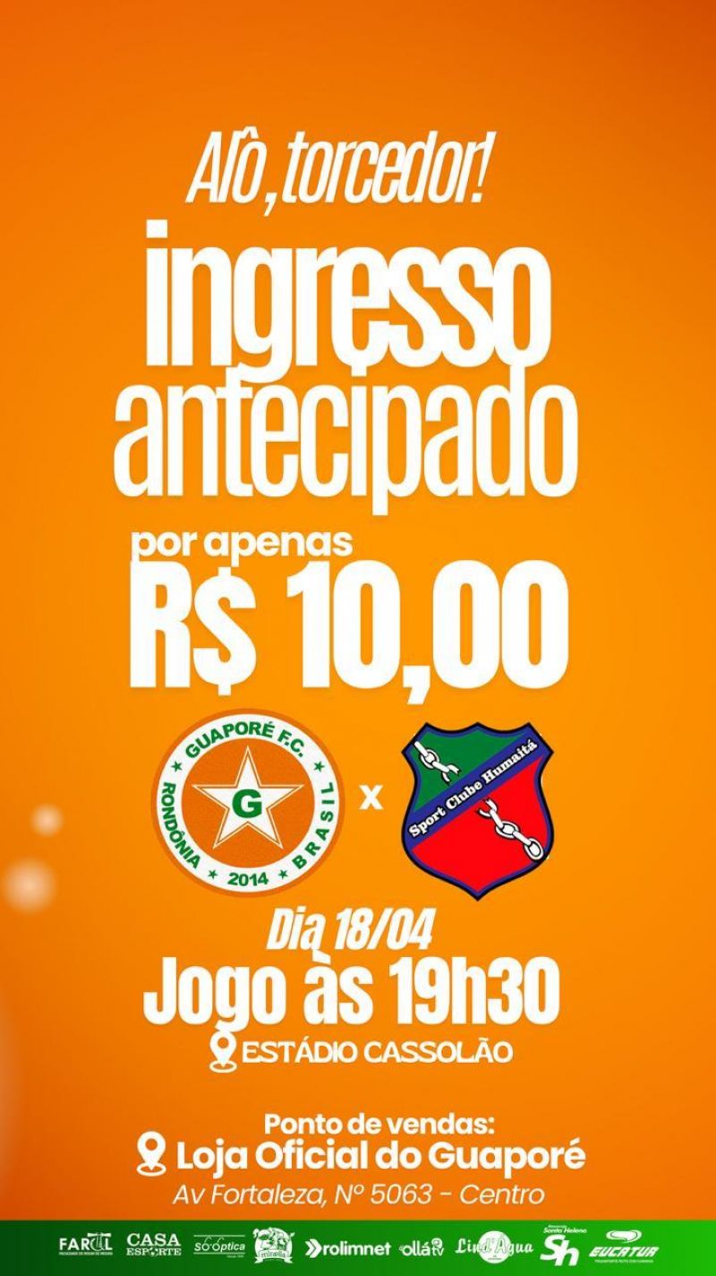 Guaporé entra em campo amanhã pelo Campeonato Brasileiro Série D; ingressos antecipados a R$10,00 Guaporé entra em campo amanhã pelo Campeonato Brasileiro Série D; ingressos antecipados a R$10,00