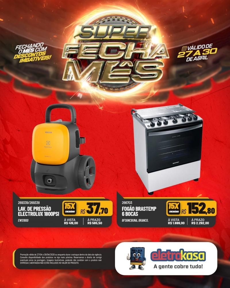 Super fecha mês com ofertas imperdíveis nas lojas eletroKasa, em Rolim de Moura Super fecha mês com ofertas imperdíveis nas lojas eletroKasa, em Rolim de Moura