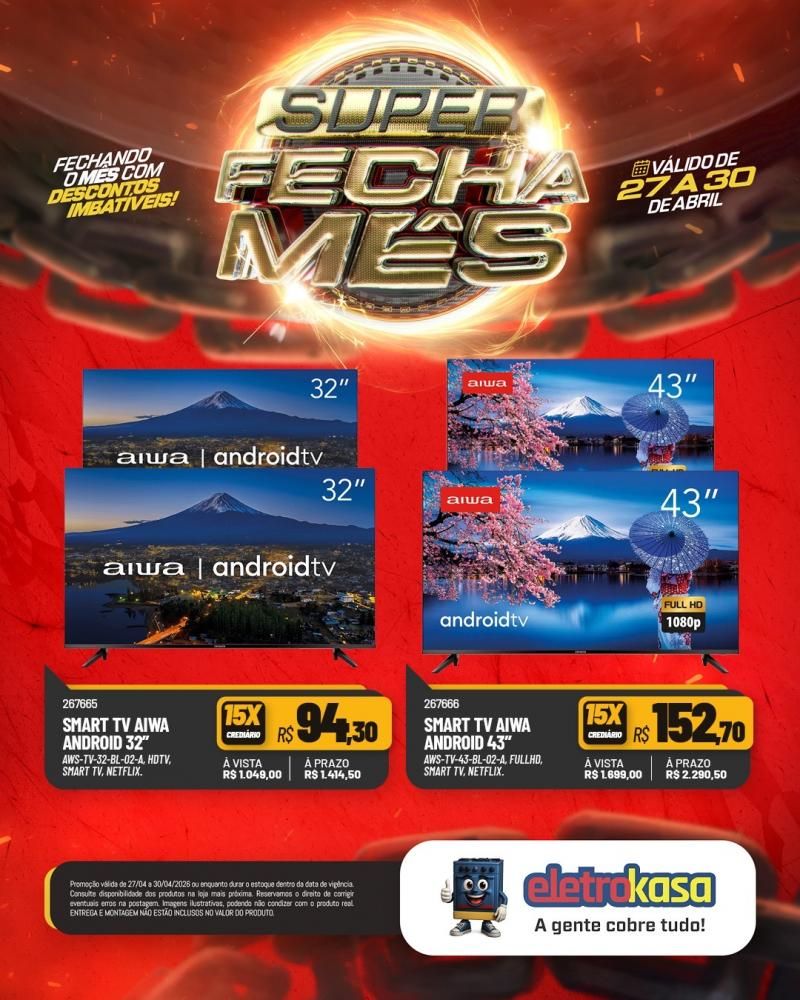Super fecha mês com ofertas imperdíveis nas lojas eletroKasa, em Rolim de Moura Super fecha mês com ofertas imperdíveis nas lojas eletroKasa, em Rolim de Moura