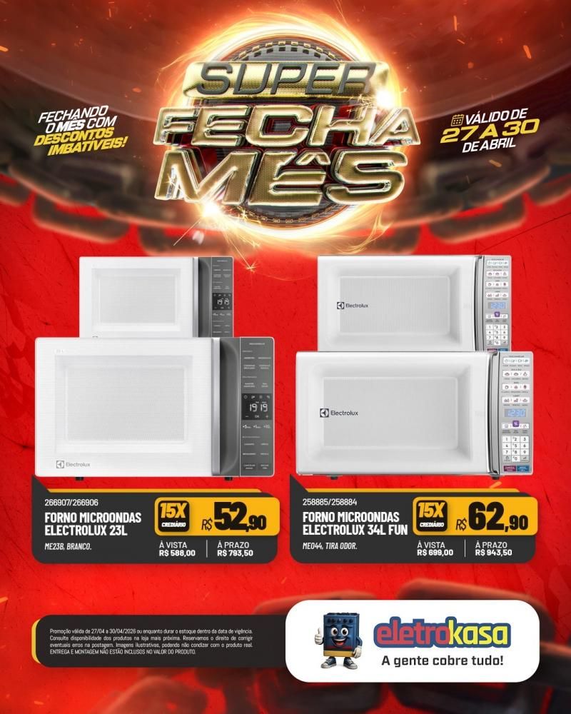 Super fecha mês com ofertas imperdíveis nas lojas eletroKasa, em Rolim de Moura Super fecha mês com ofertas imperdíveis nas lojas eletroKasa, em Rolim de Moura