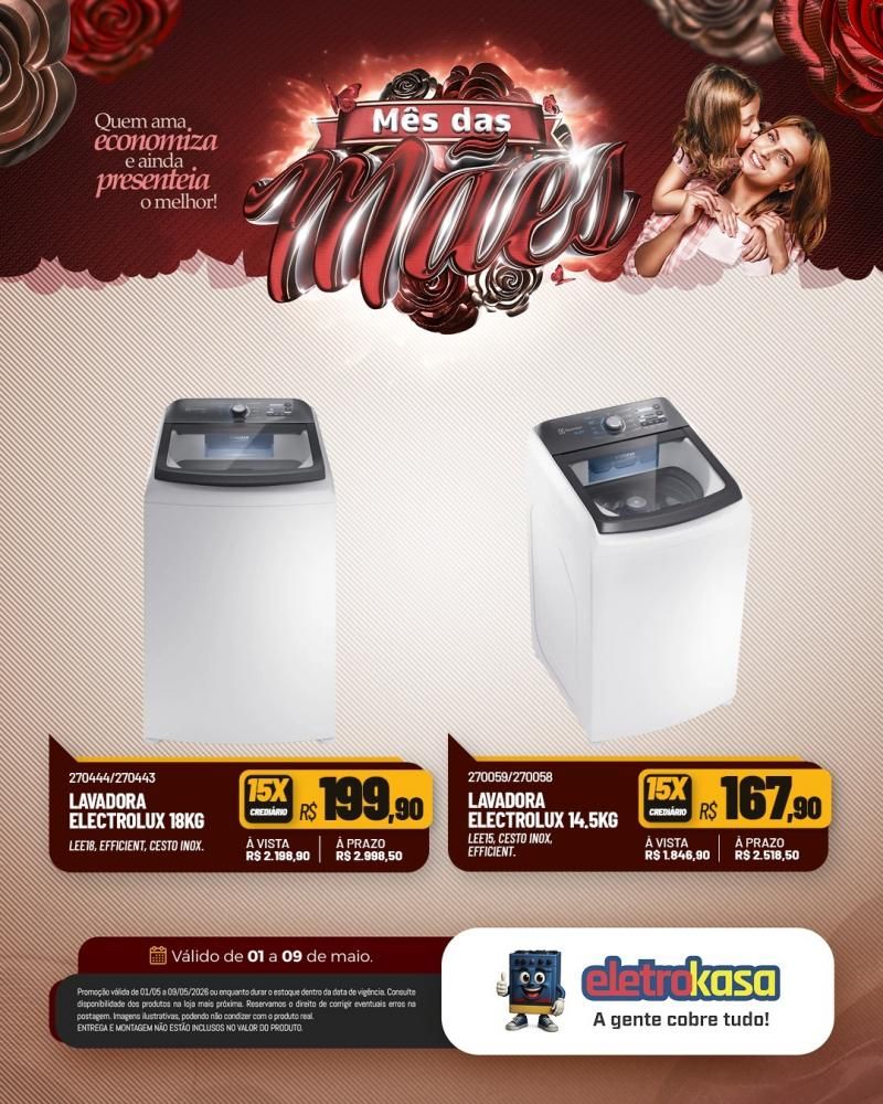 Mês das MÃES com ofertas especiais nas lojas eletroKasa, em Rolim de Moura Mês das MÃES com ofertas especiais nas lojas eletroKasa, em Rolim de Moura