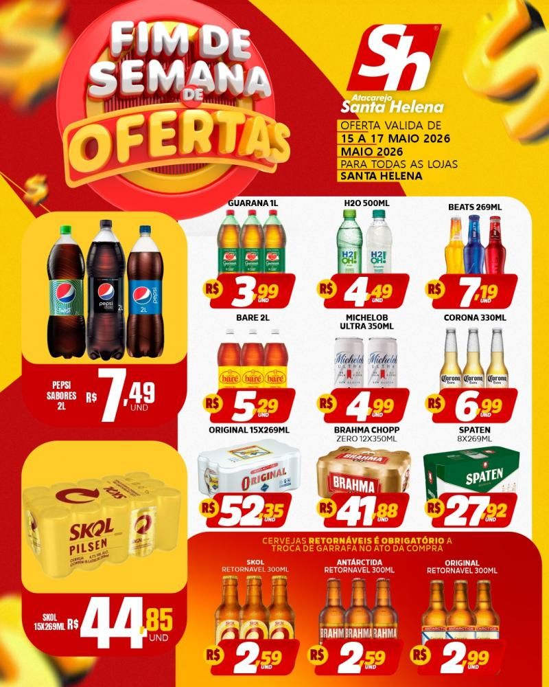 O fim de semana chegou com ofertas IMPERDÍVEIS no Atacarejo Santa Helena! 🛒❤️💛 O fim de semana chegou com ofertas IMPERDÍVEIS no Atacarejo Santa Helena! 🛒❤️💛