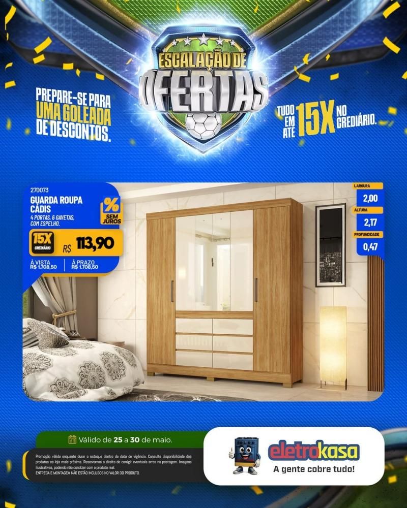 Ofertas com descontos imperdíveis e tudo em até 15X no crediário, nas lojas eletroKasa Ofertas com descontos imperdíveis e tudo em até 15X no crediário, nas lojas eletroKasa