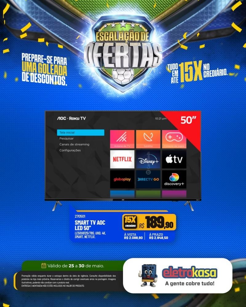 Ofertas com descontos imperdíveis e tudo em até 15X no crediário, nas lojas eletroKasa Ofertas com descontos imperdíveis e tudo em até 15X no crediário, nas lojas eletroKasa