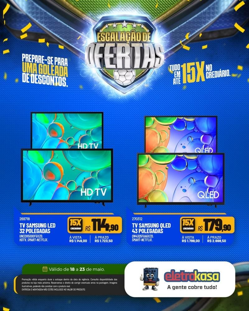 Prepare-se para uma verdadeira goleada de descontos nas lojas eletroKasa, em Rolim de Moura Prepare-se para uma verdadeira goleada de descontos nas lojas eletroKasa, em Rolim de Moura