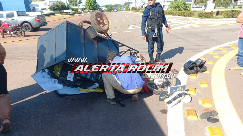 Acidente entre carro e moto é registrado em rotatória recém-construída em Rolim de Moura Acidente entre carro e moto é registrado em rotatória recém-construída em Rolim de Moura
