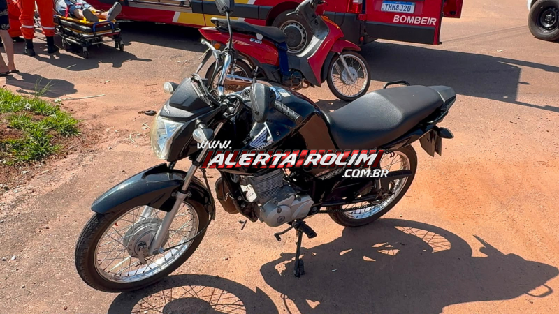 Colisão entre duas motos deixa motociclista com fratura em Rolim de Moura Colisão entre duas motos deixa motociclista com fratura em Rolim de Moura
