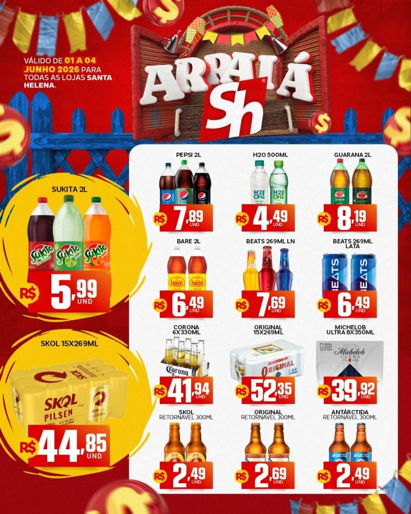 🎉🌽🔥 O Arraiá de Ofertas Santa Helena chegou para encher seu carrinho de economia! 🔥🌽🎉 🎉🌽🔥 O Arraiá de Ofertas Santa Helena chegou para encher seu carrinho de economia! 🔥🌽🎉