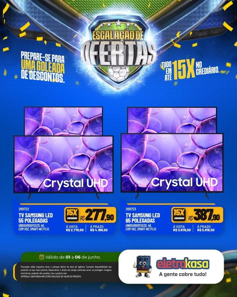 Prepara-se para uma goleada de ofertas nas lojas eletroKasa, em Rolim de Moura Prepara-se para uma goleada de ofertas nas lojas eletroKasa, em Rolim de Moura