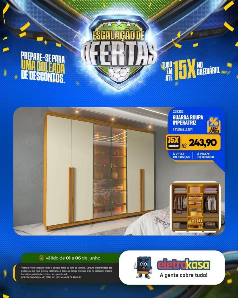 Prepara-se para uma goleada de ofertas nas lojas eletroKasa, em Rolim de Moura Prepara-se para uma goleada de ofertas nas lojas eletroKasa, em Rolim de Moura