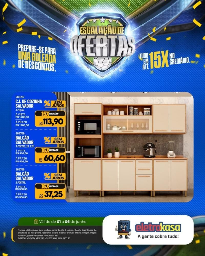 Prepara-se para uma goleada de ofertas nas lojas eletroKasa, em Rolim de Moura Prepara-se para uma goleada de ofertas nas lojas eletroKasa, em Rolim de Moura