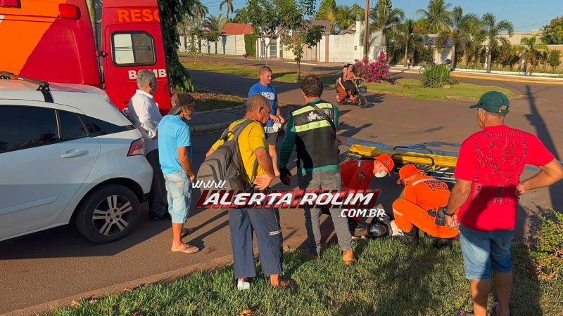 Segundo acidente do dia : Colisão entre carro e motocicleta deixa mulher ferida no centro de Rolim de Moura Segundo acidente do dia : Colisão entre carro e motocicleta deixa mulher ferida no centro de Rolim de Moura