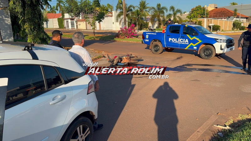 Segundo acidente do dia : Colisão entre carro e motocicleta deixa mulher ferida no centro de Rolim de Moura Segundo acidente do dia : Colisão entre carro e motocicleta deixa mulher ferida no centro de Rolim de Moura