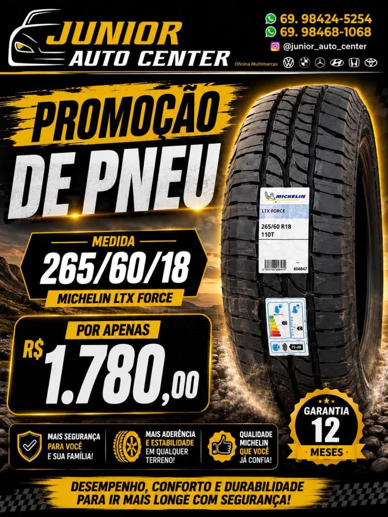 Super promoção em pneus na Júnior Auto Center de Rolim de Moura Super promoção em pneus na Júnior Auto Center de Rolim de Moura