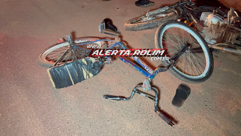 Terceiro acidente do dia: Colisão entre moto e bicicleta deixou feridos no bairro Beira Rio, em Rolim de Moura Terceiro acidente do dia: Colisão entre moto e bicicleta deixou feridos no bairro Beira Rio, em Rolim de Moura