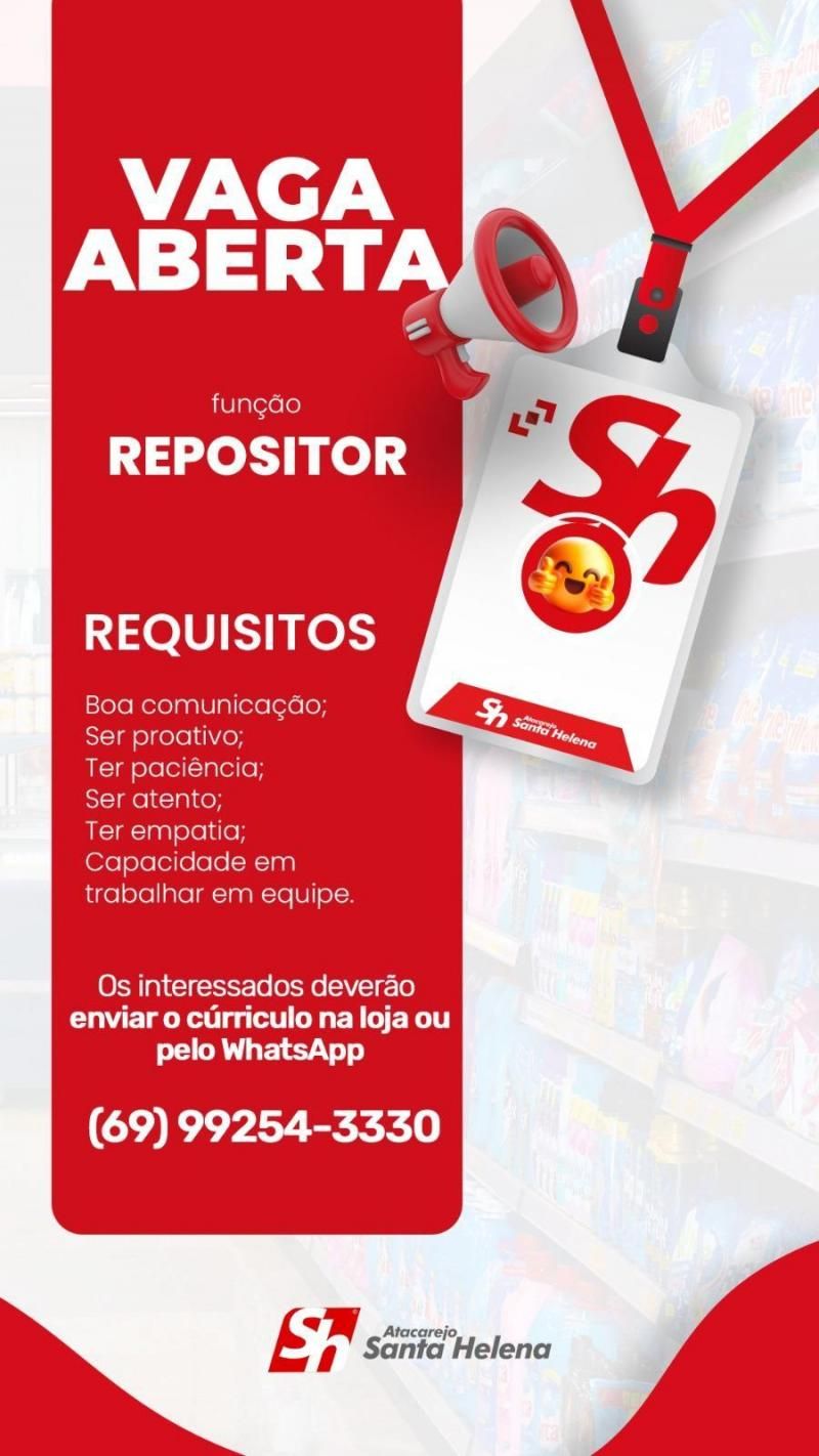 Atacarejo Santa Helena de Rolim de Moura está com vagas de emprego, confira Atacarejo Santa Helena de Rolim de Moura está com vagas de emprego, confira