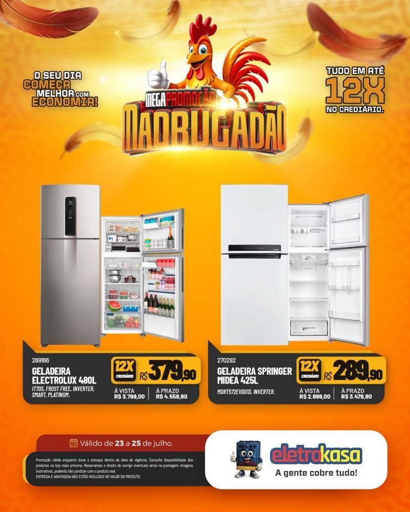 Megapromoção MADRUGADÃO com tudo em até 12X no crediário nas lojas eletroKasa, em Rolim de Moura Megapromoção MADRUGADÃO com tudo em até 12X no crediário nas lojas eletroKasa, em Rolim de Moura