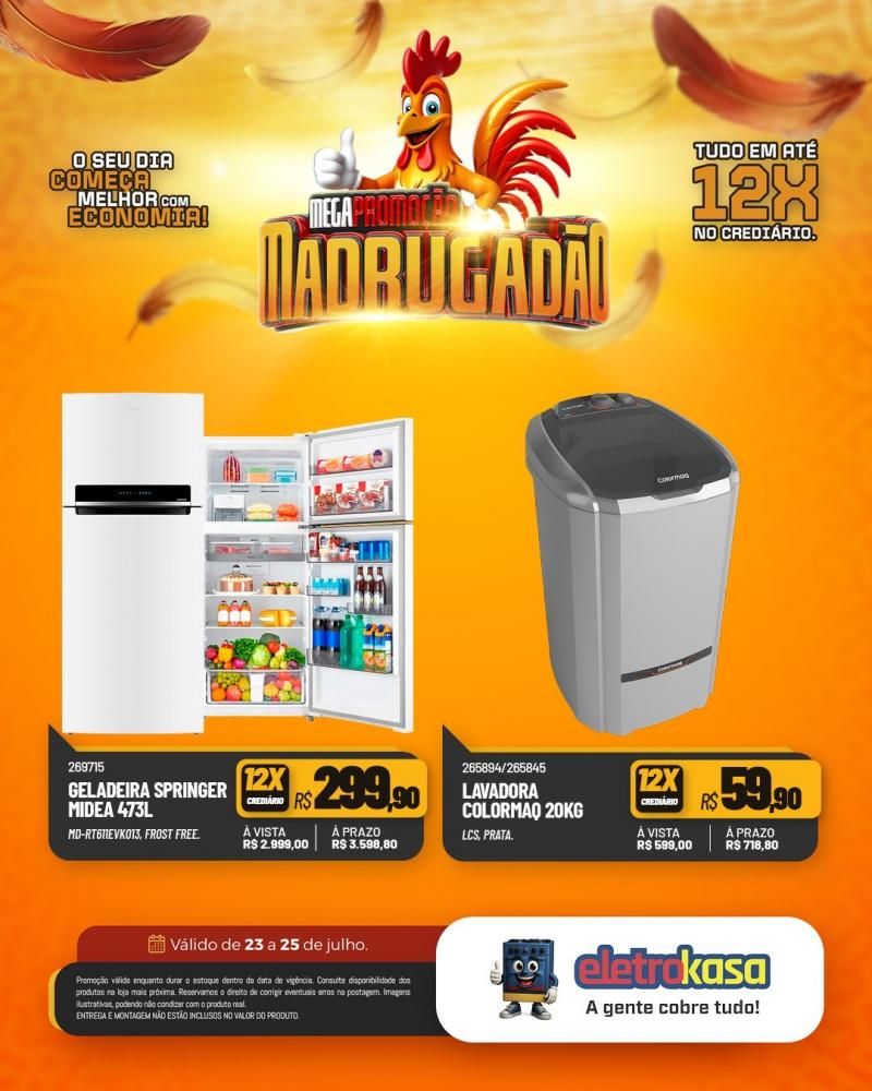 Megapromoção MADRUGADÃO com tudo em até 12X no crediário nas lojas eletroKasa, em Rolim de Moura Megapromoção MADRUGADÃO com tudo em até 12X no crediário nas lojas eletroKasa, em Rolim de Moura