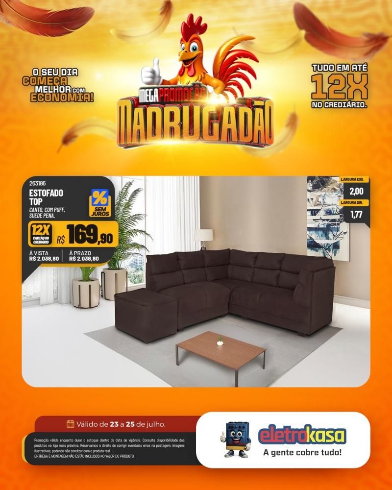 Megapromoção MADRUGADÃO com tudo em até 12X no crediário nas lojas eletroKasa, em Rolim de Moura Megapromoção MADRUGADÃO com tudo em até 12X no crediário nas lojas eletroKasa, em Rolim de Moura