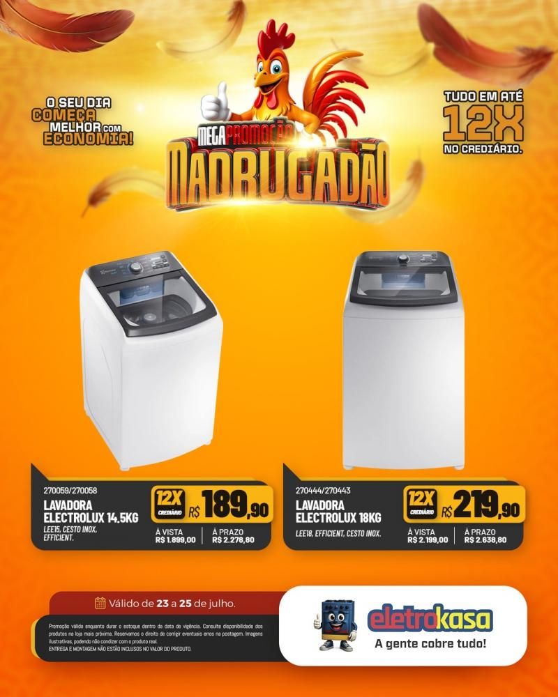 Megapromoção MADRUGADÃO com tudo em até 12X no crediário nas lojas eletroKasa, em Rolim de Moura Megapromoção MADRUGADÃO com tudo em até 12X no crediário nas lojas eletroKasa, em Rolim de Moura
