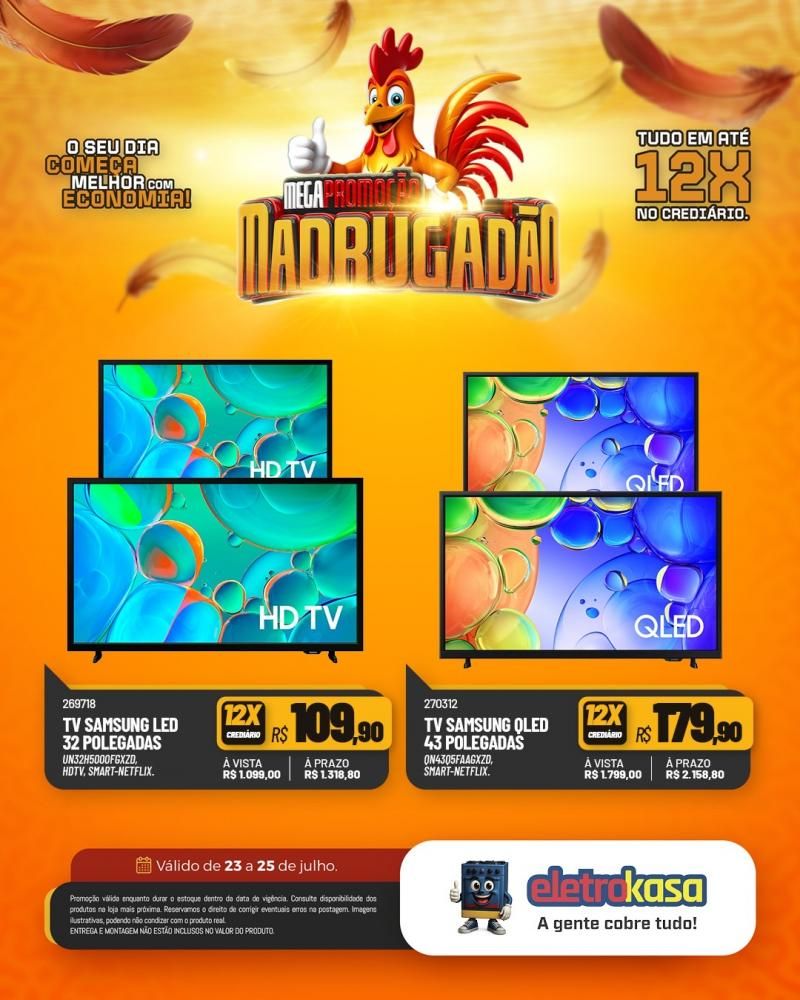 Megapromoção MADRUGADÃO com tudo em até 12X no crediário nas lojas eletroKasa, em Rolim de Moura Megapromoção MADRUGADÃO com tudo em até 12X no crediário nas lojas eletroKasa, em Rolim de Moura