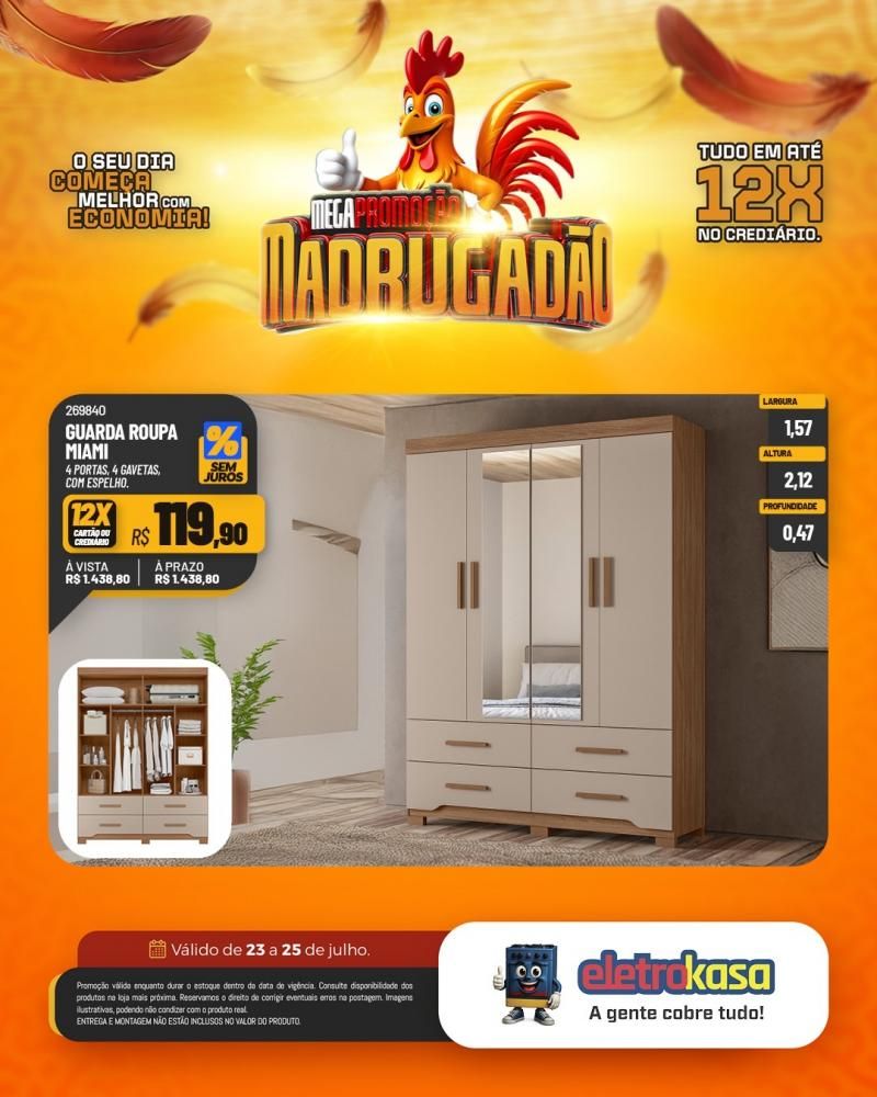 Megapromoção MADRUGADÃO com tudo em até 12X no crediário nas lojas eletroKasa, em Rolim de Moura Megapromoção MADRUGADÃO com tudo em até 12X no crediário nas lojas eletroKasa, em Rolim de Moura