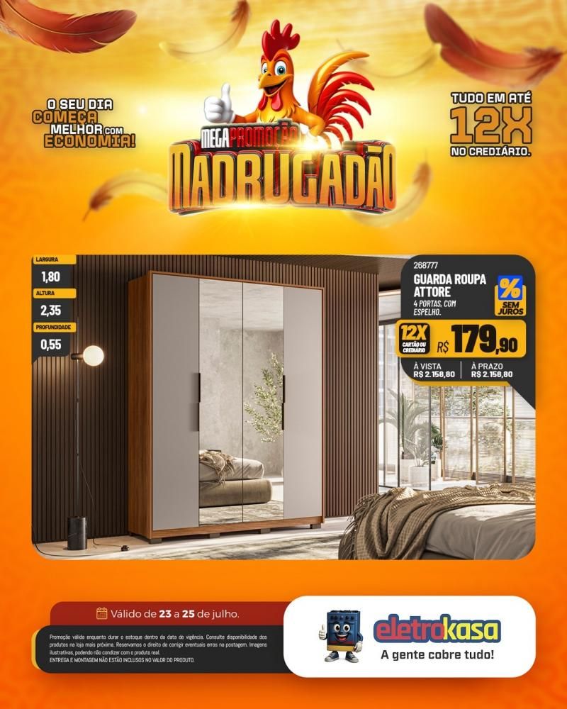 Megapromoção MADRUGADÃO com tudo em até 12X no crediário nas lojas eletroKasa, em Rolim de Moura Megapromoção MADRUGADÃO com tudo em até 12X no crediário nas lojas eletroKasa, em Rolim de Moura
