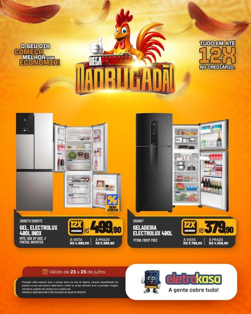 Megapromoção MADRUGADÃO com tudo em até 12X no crediário nas lojas eletroKasa, em Rolim de Moura Megapromoção MADRUGADÃO com tudo em até 12X no crediário nas lojas eletroKasa, em Rolim de Moura