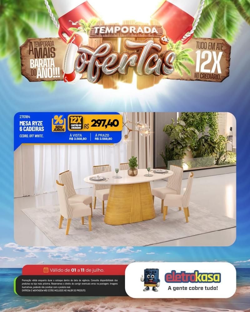 Tudo em até 12X no cartão ou crediário na TEMPORADA DE OFERTAS nas lojas eletroKasa, em Rolim de Moura Tudo em até 12X no cartão ou crediário na TEMPORADA DE OFERTAS nas lojas eletroKasa, em Rolim de Moura
