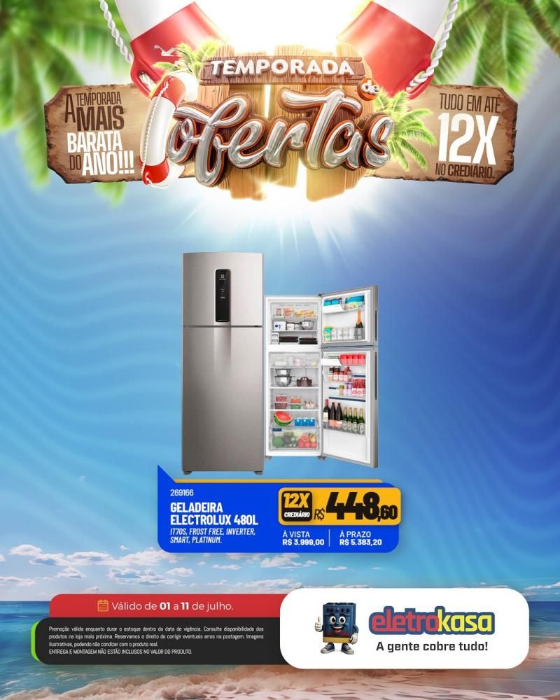 Tudo em até 12X no cartão ou crediário na TEMPORADA DE OFERTAS nas lojas eletroKasa, em Rolim de Moura Tudo em até 12X no cartão ou crediário na TEMPORADA DE OFERTAS nas lojas eletroKasa, em Rolim de Moura