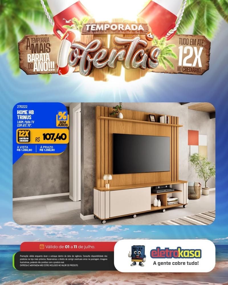 Tudo em até 12X no cartão ou crediário na TEMPORADA DE OFERTAS nas lojas eletroKasa, em Rolim de Moura Tudo em até 12X no cartão ou crediário na TEMPORADA DE OFERTAS nas lojas eletroKasa, em Rolim de Moura