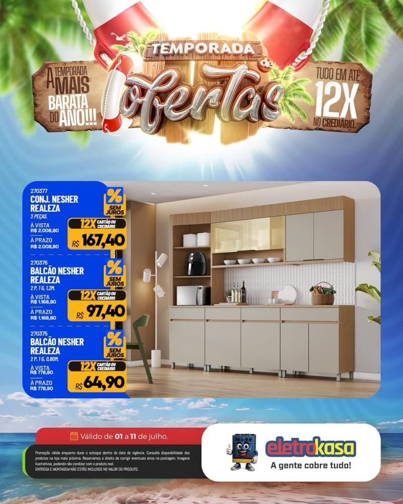 Tudo em até 12X no cartão ou crediário na TEMPORADA DE OFERTAS nas lojas eletroKasa, em Rolim de Moura Tudo em até 12X no cartão ou crediário na TEMPORADA DE OFERTAS nas lojas eletroKasa, em Rolim de Moura