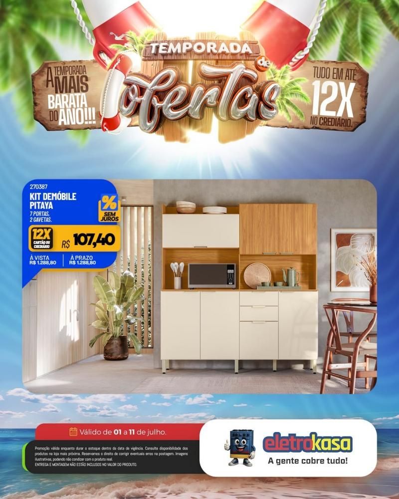 Tudo em até 12X no cartão ou crediário na TEMPORADA DE OFERTAS nas lojas eletroKasa, em Rolim de Moura Tudo em até 12X no cartão ou crediário na TEMPORADA DE OFERTAS nas lojas eletroKasa, em Rolim de Moura