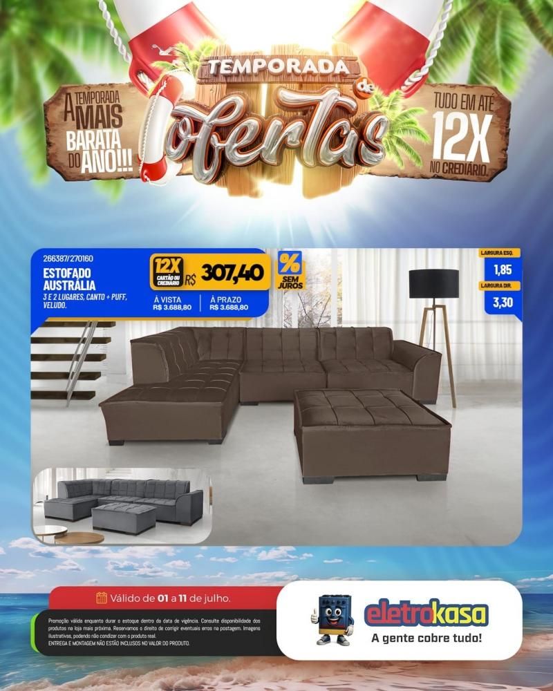 Tudo em até 12X no cartão ou crediário na TEMPORADA DE OFERTAS nas lojas eletroKasa, em Rolim de Moura Tudo em até 12X no cartão ou crediário na TEMPORADA DE OFERTAS nas lojas eletroKasa, em Rolim de Moura