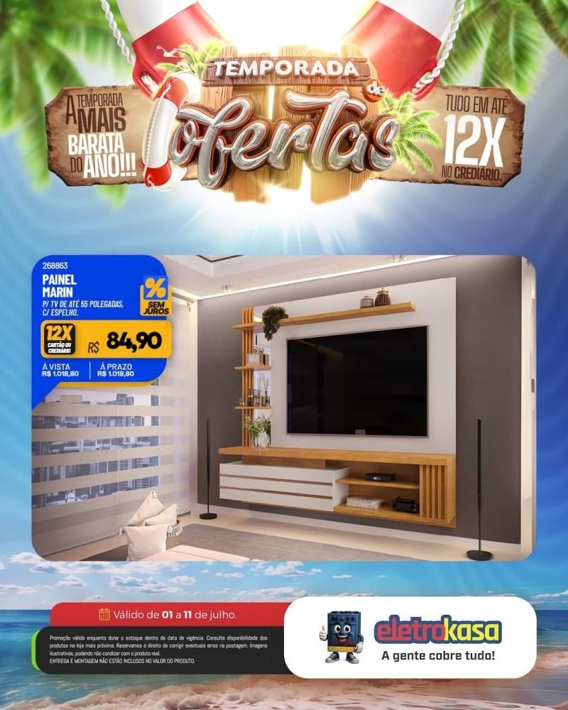 Tudo em até 12X no cartão ou crediário na TEMPORADA DE OFERTAS nas lojas eletroKasa, em Rolim de Moura Tudo em até 12X no cartão ou crediário na TEMPORADA DE OFERTAS nas lojas eletroKasa, em Rolim de Moura