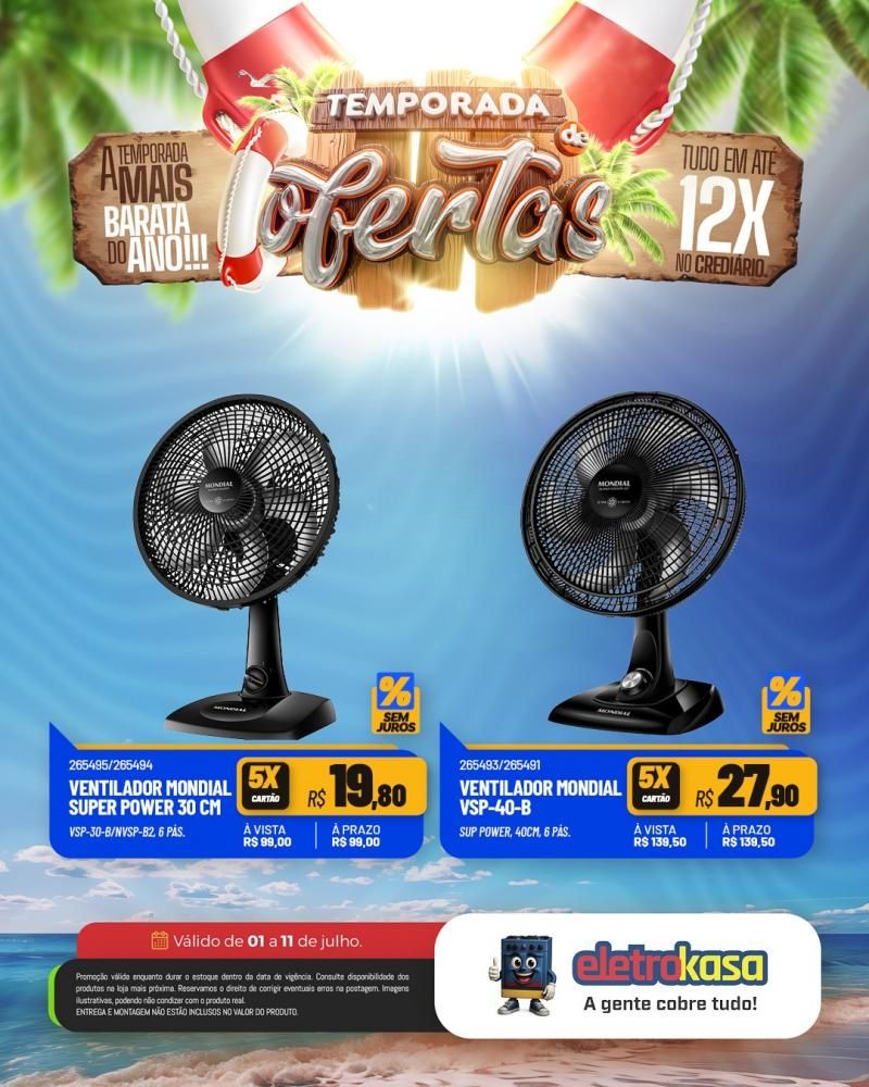 Tudo em até 12X no cartão ou crediário na TEMPORADA DE OFERTAS nas lojas eletroKasa, em Rolim de Moura Tudo em até 12X no cartão ou crediário na TEMPORADA DE OFERTAS nas lojas eletroKasa, em Rolim de Moura