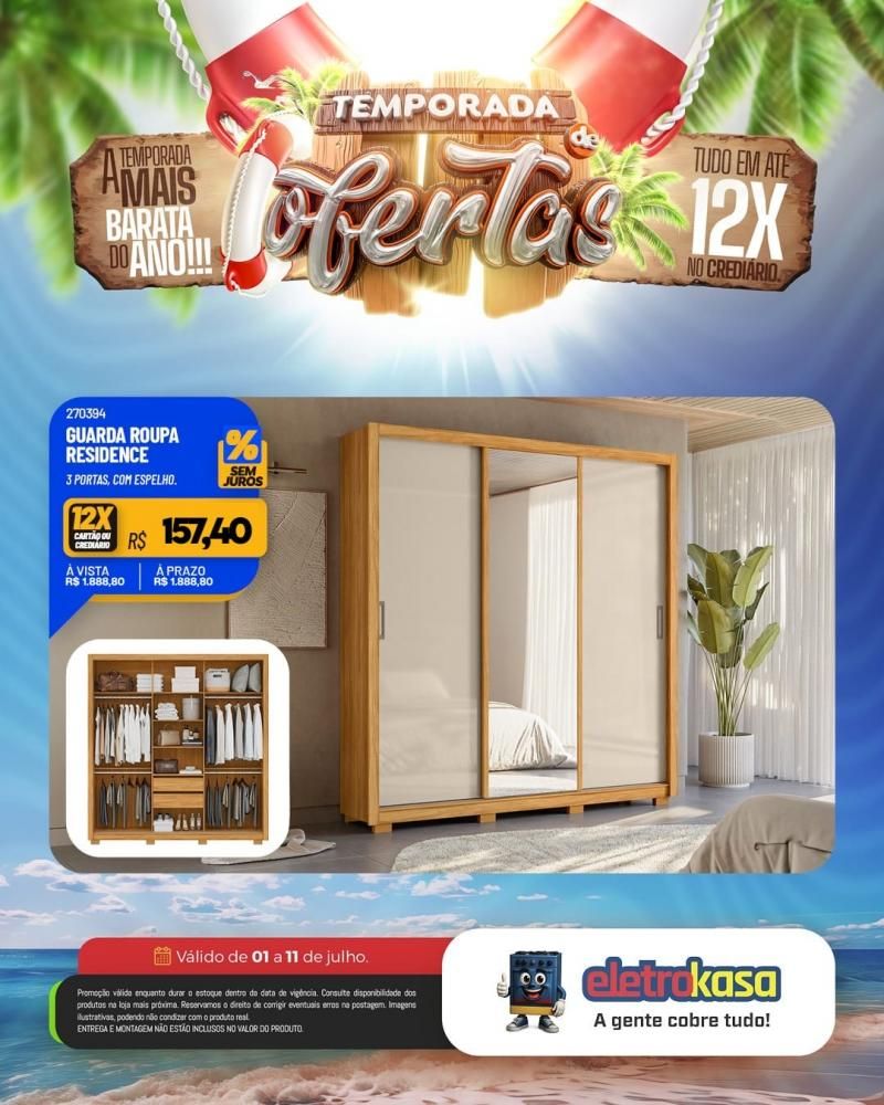 Tudo em até 12X no cartão ou crediário na TEMPORADA DE OFERTAS nas lojas eletroKasa, em Rolim de Moura Tudo em até 12X no cartão ou crediário na TEMPORADA DE OFERTAS nas lojas eletroKasa, em Rolim de Moura