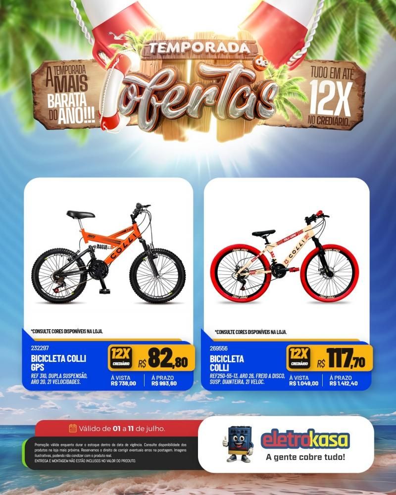 Tudo em até 12X no cartão ou crediário na TEMPORADA DE OFERTAS nas lojas eletroKasa, em Rolim de Moura Tudo em até 12X no cartão ou crediário na TEMPORADA DE OFERTAS nas lojas eletroKasa, em Rolim de Moura