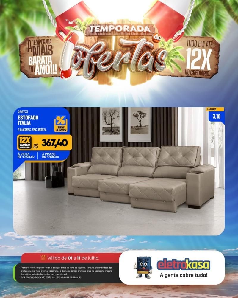 Tudo em até 12X no cartão ou crediário na TEMPORADA DE OFERTAS nas lojas eletroKasa, em Rolim de Moura Tudo em até 12X no cartão ou crediário na TEMPORADA DE OFERTAS nas lojas eletroKasa, em Rolim de Moura