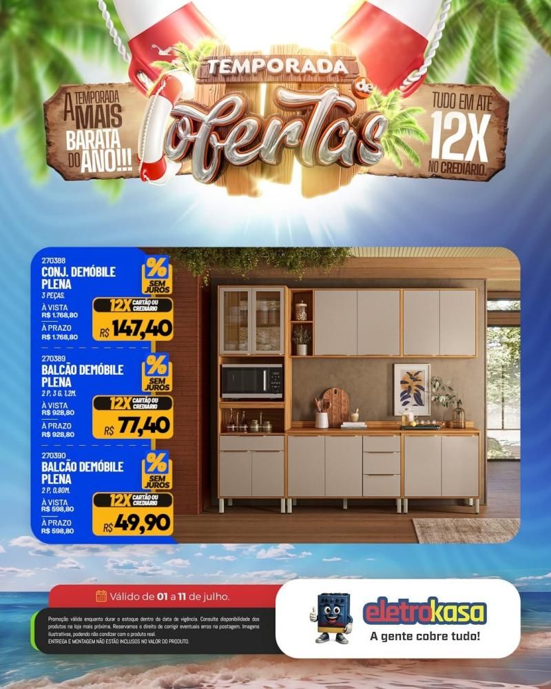 Tudo em até 12X no cartão ou crediário na TEMPORADA DE OFERTAS nas lojas eletroKasa, em Rolim de Moura Tudo em até 12X no cartão ou crediário na TEMPORADA DE OFERTAS nas lojas eletroKasa, em Rolim de Moura