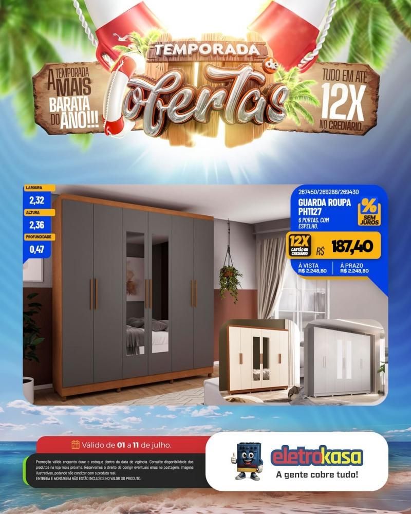 Tudo em até 12X no cartão ou crediário na TEMPORADA DE OFERTAS nas lojas eletroKasa, em Rolim de Moura Tudo em até 12X no cartão ou crediário na TEMPORADA DE OFERTAS nas lojas eletroKasa, em Rolim de Moura