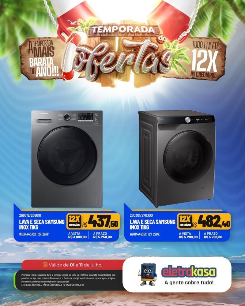 Tudo em até 12X no cartão ou crediário na TEMPORADA DE OFERTAS nas lojas eletroKasa, em Rolim de Moura Tudo em até 12X no cartão ou crediário na TEMPORADA DE OFERTAS nas lojas eletroKasa, em Rolim de Moura