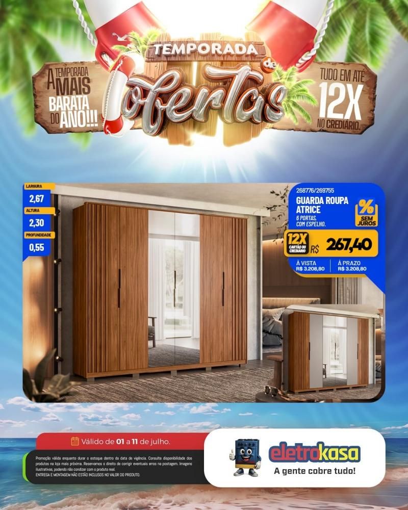 Tudo em até 12X no cartão ou crediário na TEMPORADA DE OFERTAS nas lojas eletroKasa, em Rolim de Moura Tudo em até 12X no cartão ou crediário na TEMPORADA DE OFERTAS nas lojas eletroKasa, em Rolim de Moura