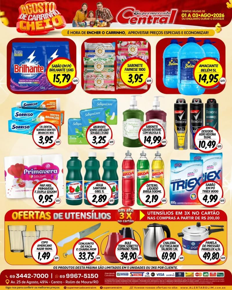 🛒 Agosto de Carrinho Cheio no Supermercado Centra de Rolim de Moura 🛒 Agosto de Carrinho Cheio no Supermercado Centra de Rolim de Moura