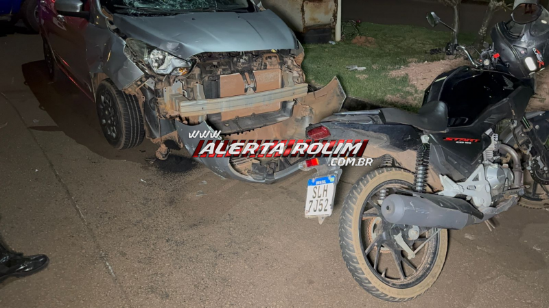 Colisão entre carro e moto é registrada no bairro São Cristóvão, em Rolim de Moura Colisão entre carro e moto é registrada no bairro São Cristóvão, em Rolim de Moura