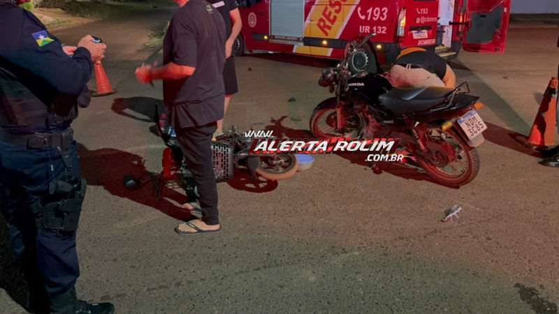 Acidente entre motocicleta e bicicleta elétrica deixa mulher com fratura na perna e homem com ferimentos na cabeça, no bairro Cidade Alta, em Rolim de Moura Acidente entre motocicleta e bicicleta elétrica deixa mulher com fratura na perna e homem com ferimentos na cabeça, no bairro Cidade Alta, em Rolim de Moura