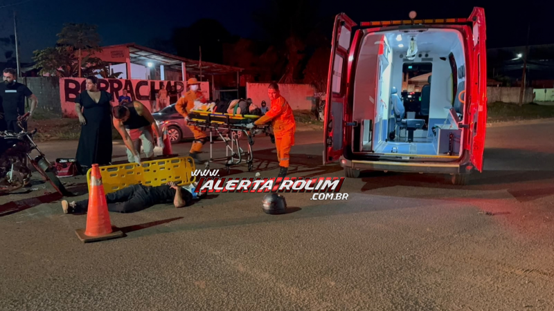 Acidente entre motocicleta e bicicleta elétrica deixa mulher com fratura na perna e homem com ferimentos na cabeça, no bairro Cidade Alta, em Rolim de Moura Acidente entre motocicleta e bicicleta elétrica deixa mulher com fratura na perna e homem com ferimentos na cabeça, no bairro Cidade Alta, em Rolim de Moura