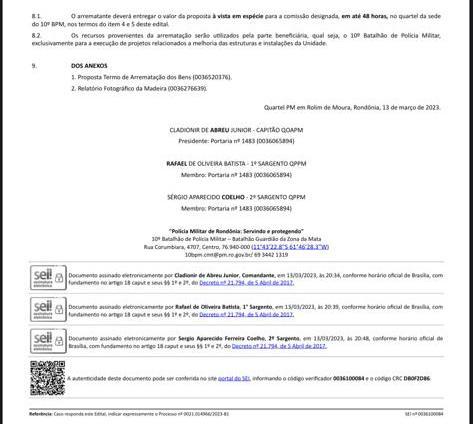 Edital de leilão para venda de madeiras em Rolim de Moura Edital de leilão para venda de madeiras em Rolim de Moura