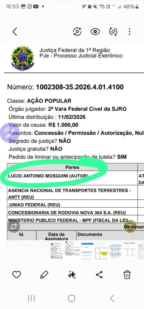 Data da contagem de tráfego poderá derrubar o pedágio da 364, afirma Lúcio Mosquini em nova ação na Justiça Federal