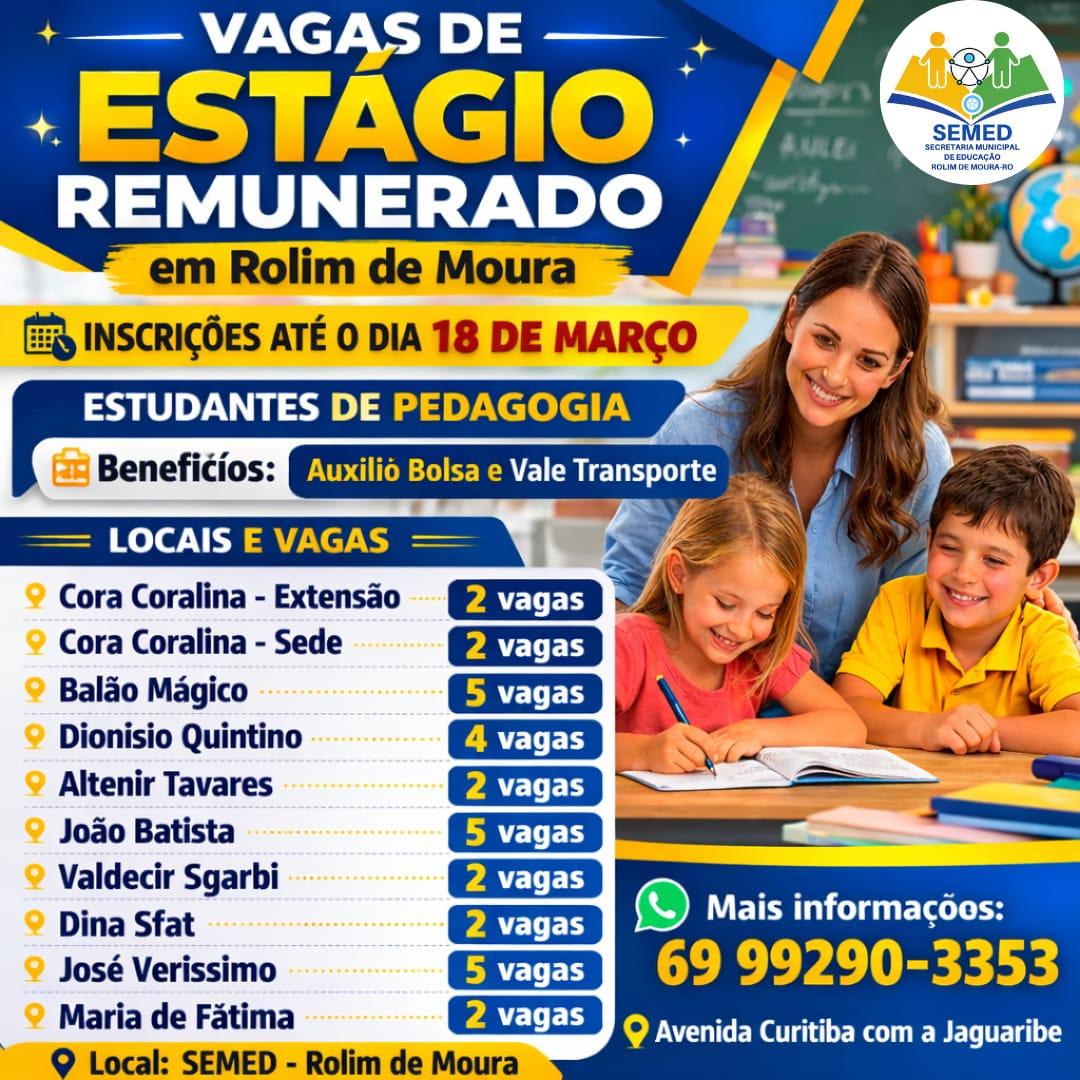 Semed abre novas vagas de estágio remunerado para estudantes de ...